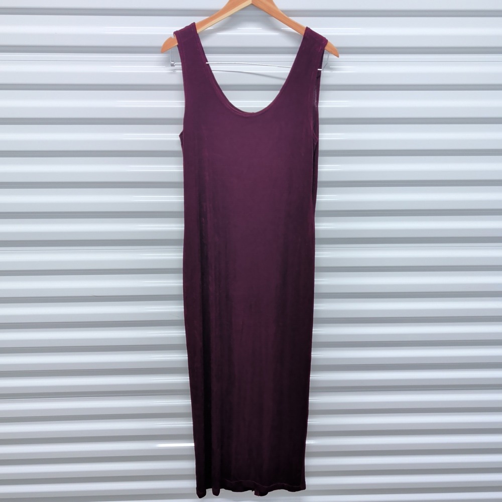 Vintage 90s Slinky Maxi Dress Size 12 Women Burgundy Plum Sleeveless Made in USA — photo 3